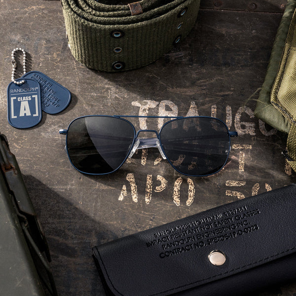 Class A Aviator Navy American Gray Prescription Sunglasses