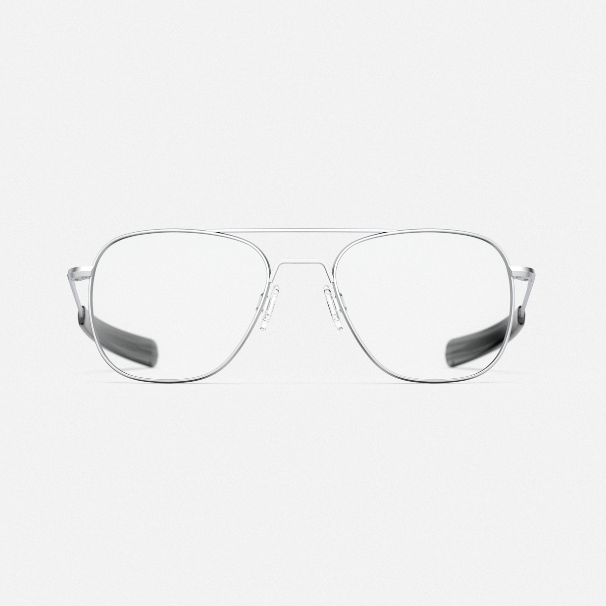 Aviator Matte Chrome Clear Smoke Temple Rx Eyewear Randolph USA