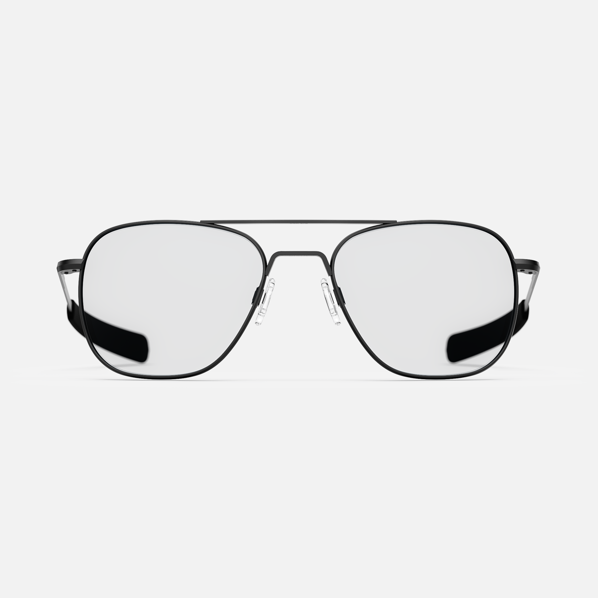 Aviator Matte Black Clear Black Temple Rx Eyewear Randolph USA