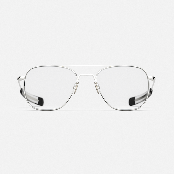 Aviator 23k White Gold Clear Prescription Eyewear