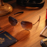 Aviator - 22k Chocolate Gold & Cape Sand - Prescription Sunglasses