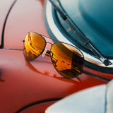 Concorde Aviators red orange lens black frame