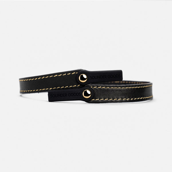 Randolph for Sounder Goods - Leather Sunglasses Strap -  Black with 23k Gold Rivets