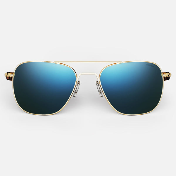 Randolph Aviator Sunglasses - 23K Gold - SkyTec-P Polarized Cobalt - Regular (55mm)