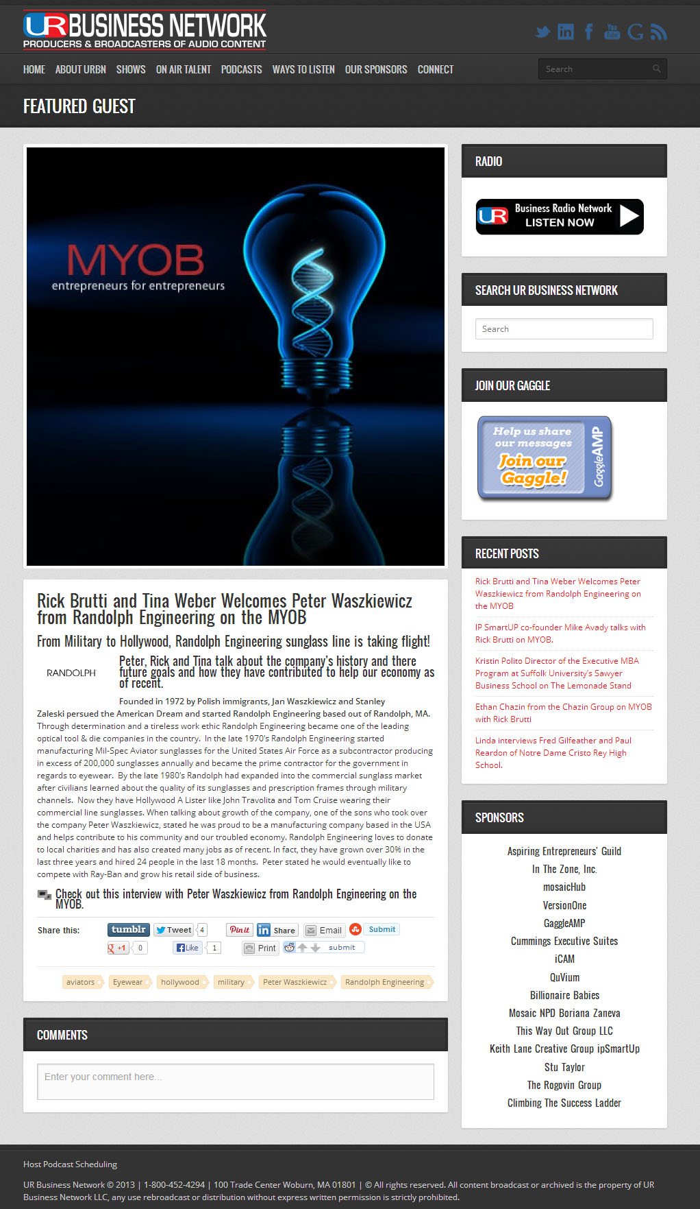 MYOB - UR Business Network welcomes CEO of Randolph Engineering, Peter Waszkiewicz