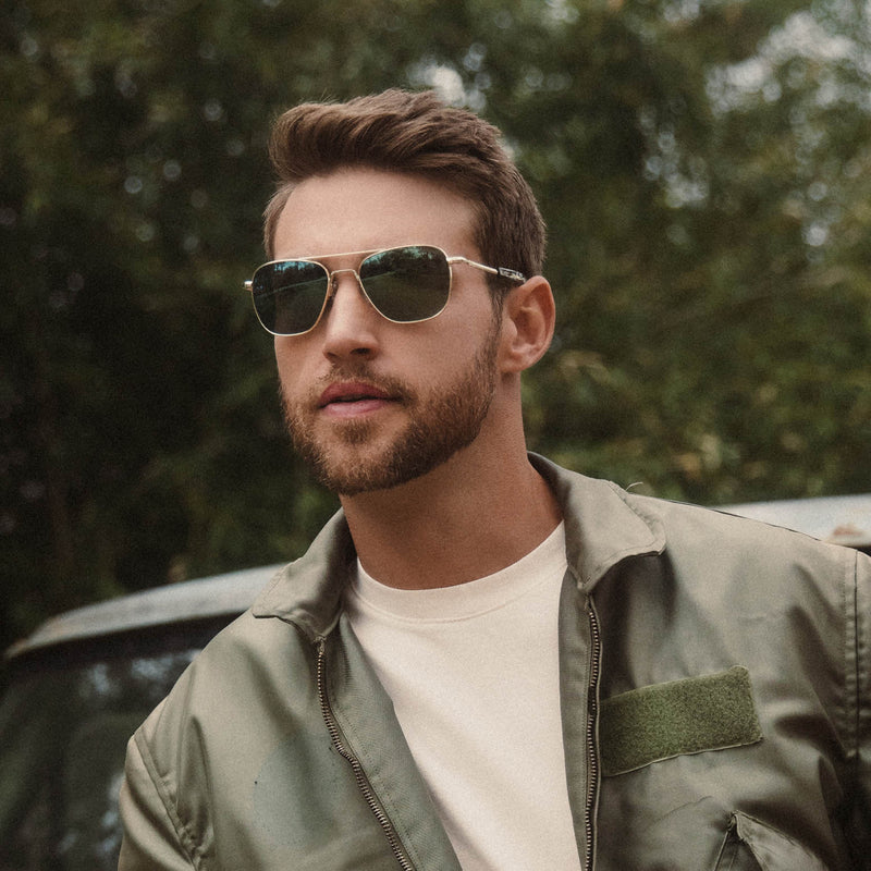 Aviator - 23k Satin Gold & Evergreen