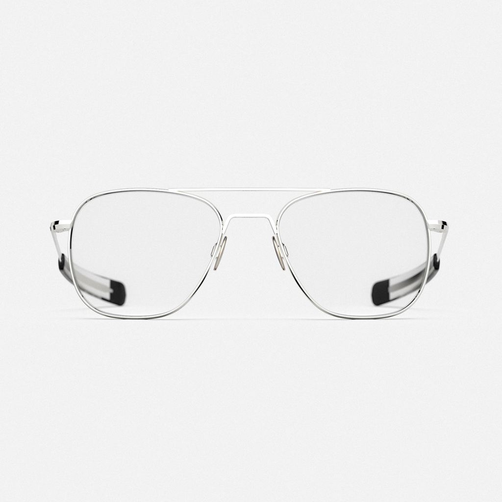 Aviator 23k White Gold & Clear Prescription Eyewear