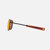 Aviator DriveWorks with red orange reflective lenses and black frames