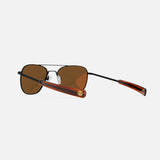 Aviator DriveWorks with red orange reflective lenses and black frames