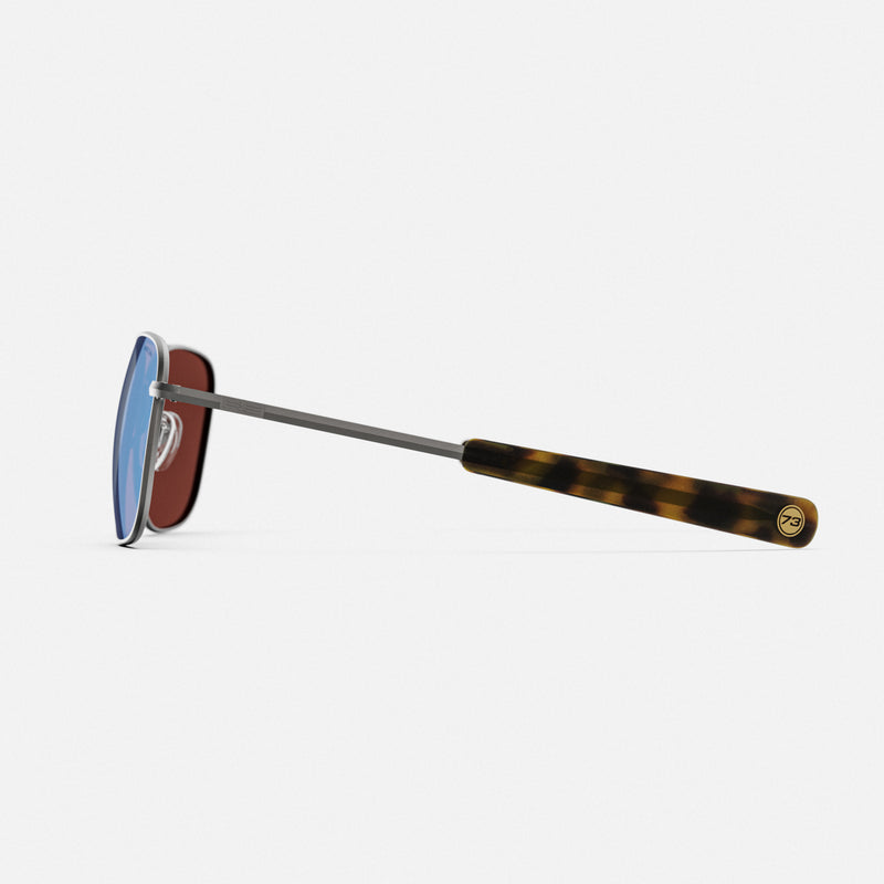 Aviator DriveWorks gunmetal frame with blue reflective lenses