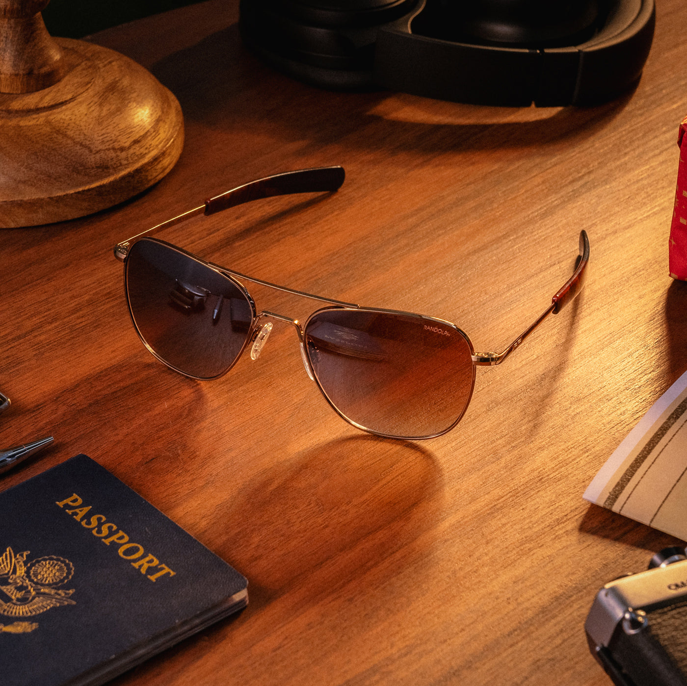 Aviator Prescription Sunglasses- 22k Chocolate Gold & Cape Sand