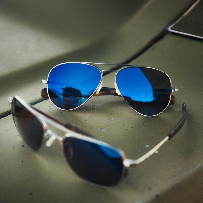 Concorde Aviator sunglasses with Blue reflective lenses and gunmetal frame