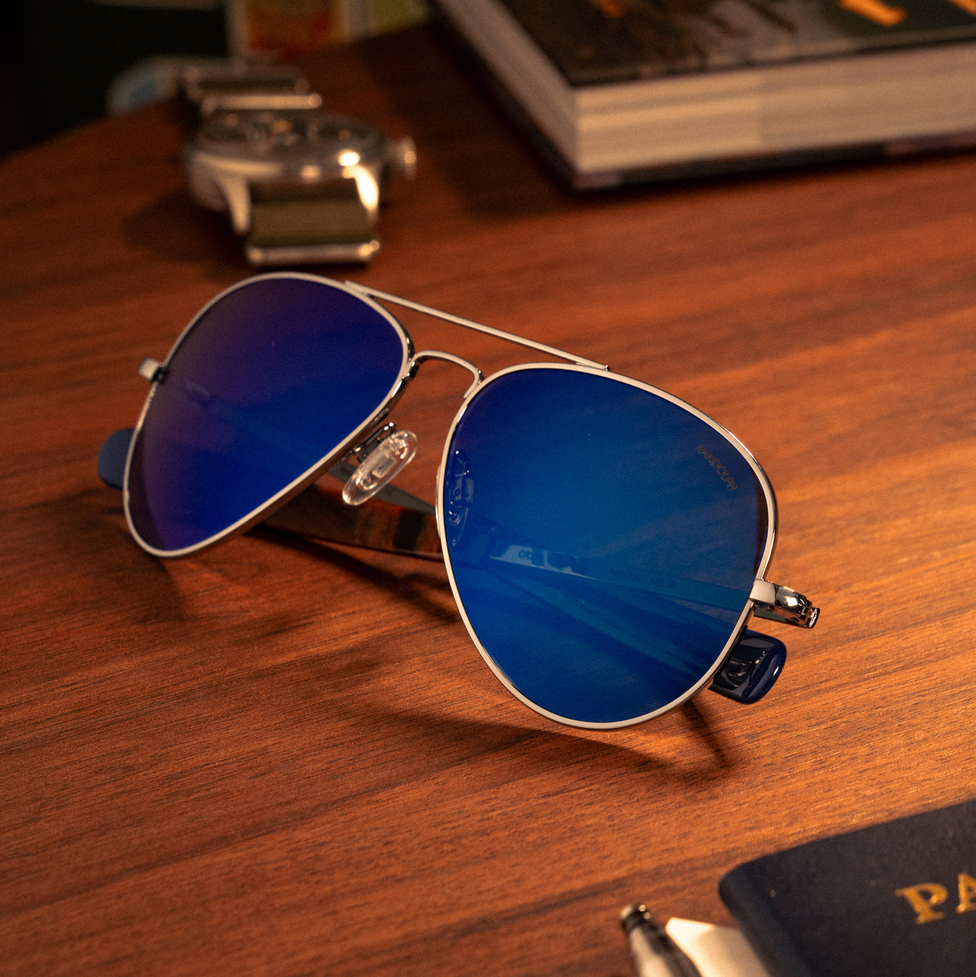 Concorde Aviator Sunglasses - Gunmetal & Atlantic Blue | Randolph USA