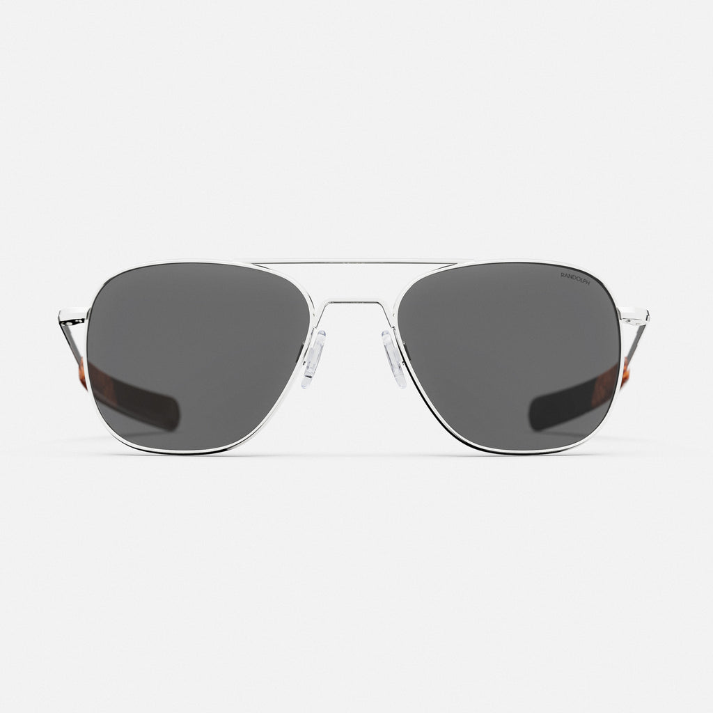 Aviator 23K White Gold & American Gray Jetway Temples