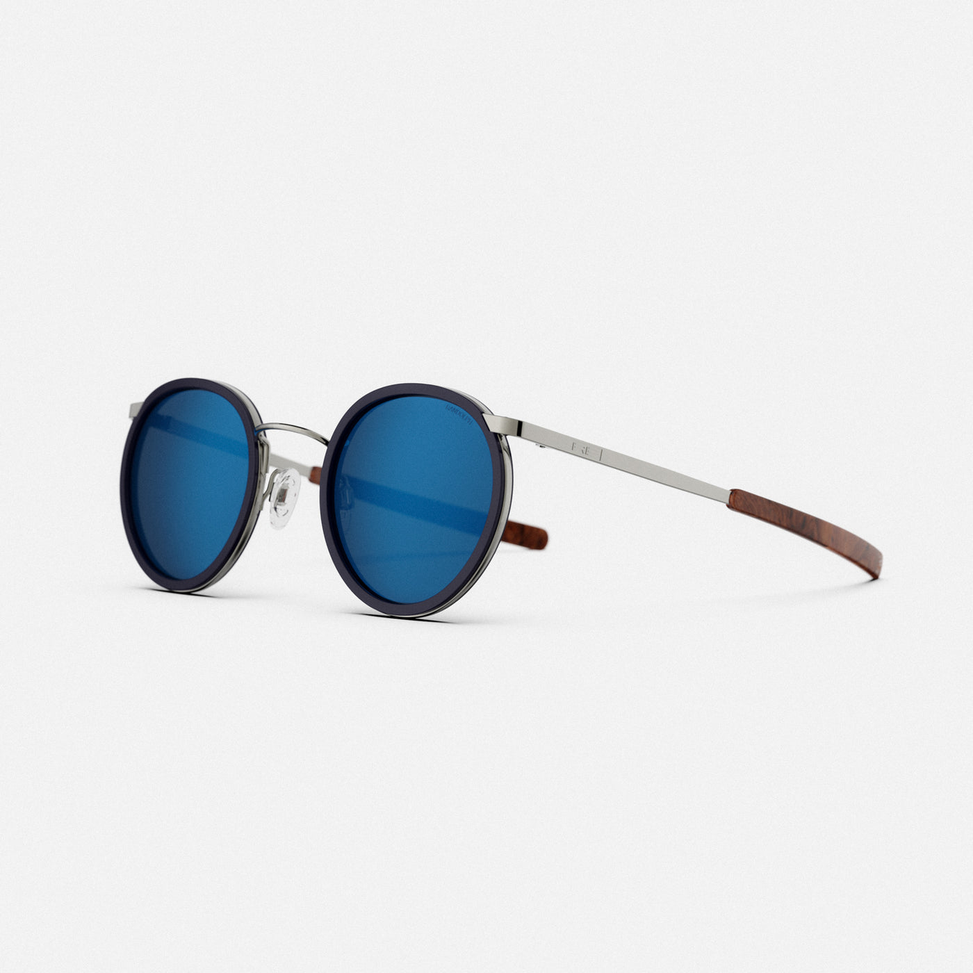 Round Polarized Sunglasses with Metal Frames, Hand Polished Silver Retro-Vintage Metal Round Polarized Sunglasses with  main image 2