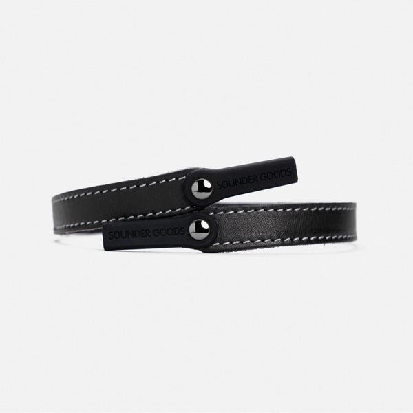 Randolph for Sounder Goods - Leather Sunglasses Strap -  Black with Gunmetal Rivets