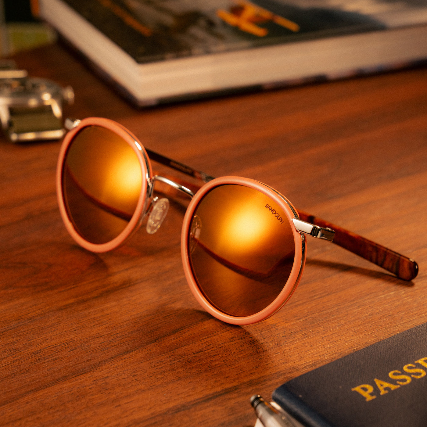 P3 Fusion Round Sunglasses - 23k White Gold & Take Off Inlay