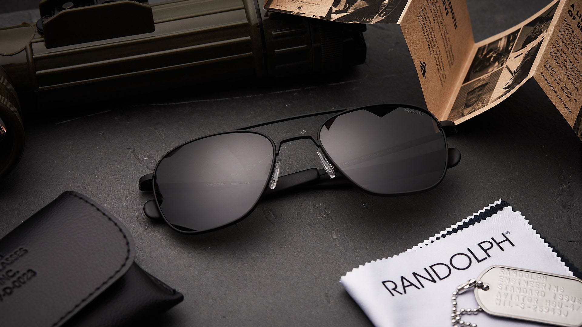 Randolph USA Aviator Polarized Satin Silver