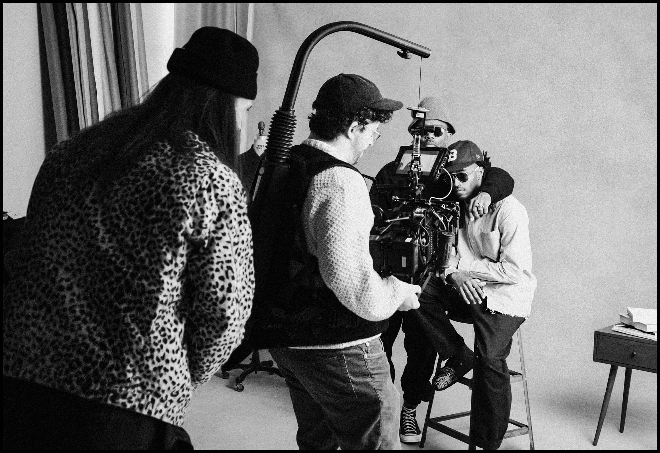 Randolphs on-set at a video shoot with Ouigi Theodore, founder of The Brooklyn Circus.