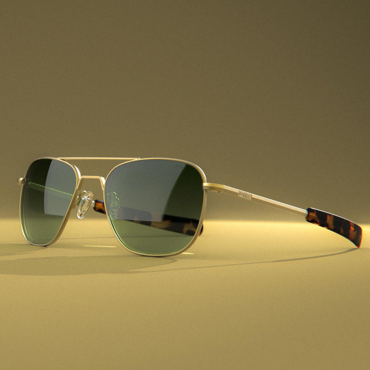 23k Gold Frame Aviator Sunglasses with SkyTec Glass Lenses Aviator Sunglasses in 23K Gold/AGX | Shop Mashburn main image 4