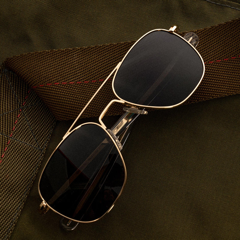 thumbnail image 2 of 1QualitySpectacles Pilot Oval Metal Sunglasses For Men Women - UV400 Glass Lenses, Army/Military Style 2 of 2