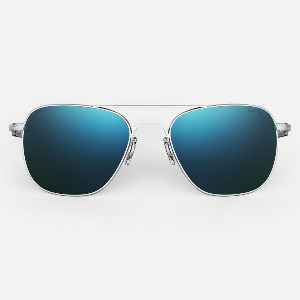 Aviator Matte Chrome Cobalt Sunglasses Randolph USA