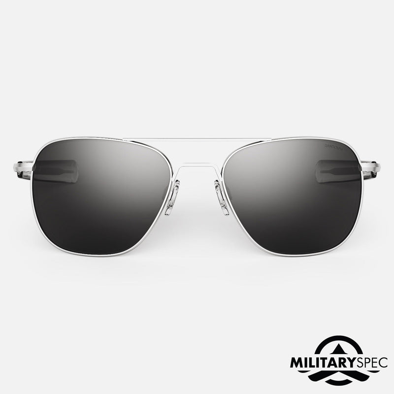 Randolph Aviator Military SE Sunglasses, Matte Chrome / Non-Polar American Gray / 52