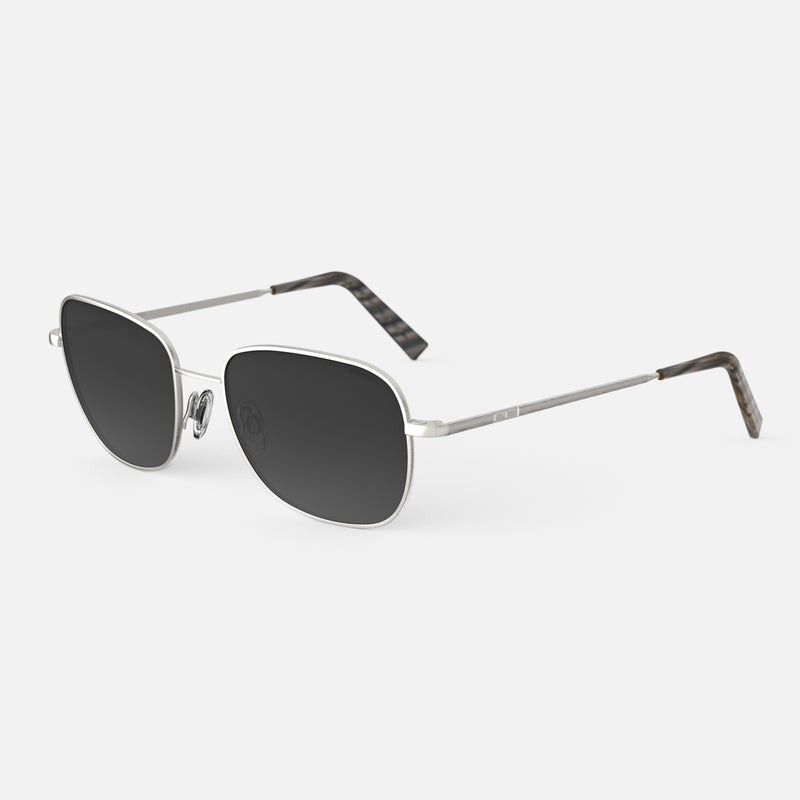 Randolph Cecil Sunglasses, Satin Silver / Coastal Gray Polarized Gradient Nylon / 56