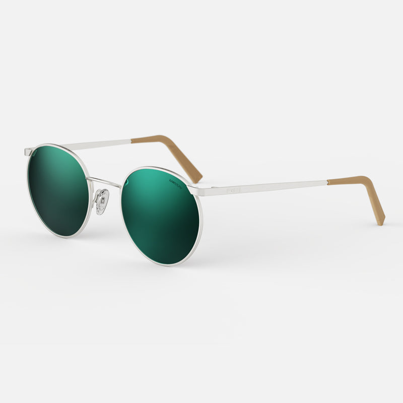 P3 Round Sunglasses in Satin Silver | Randolph USA